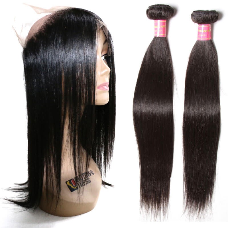2pcs Straight Virgin Hair Weave Bundles With 360 Lace Closure Idolra Virgin Remy Human Hair [246]